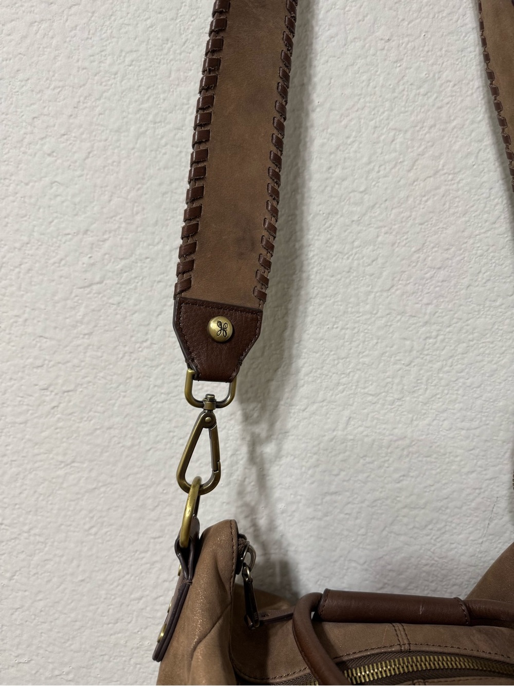 HOBO Original Fringe Accent Suede Shoulder Bag in Taupe and Dark Brown - Picture 5 of 11